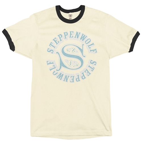 Steppenwolf Round Logo Ringer T-Shirt - ringernaturalblacktrim