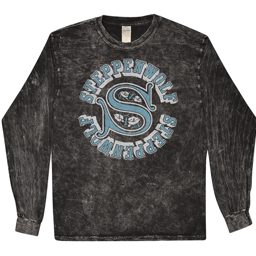 Steppenwolf Round Logo Long Sleeve T-Shirt - Black Mineral Wash