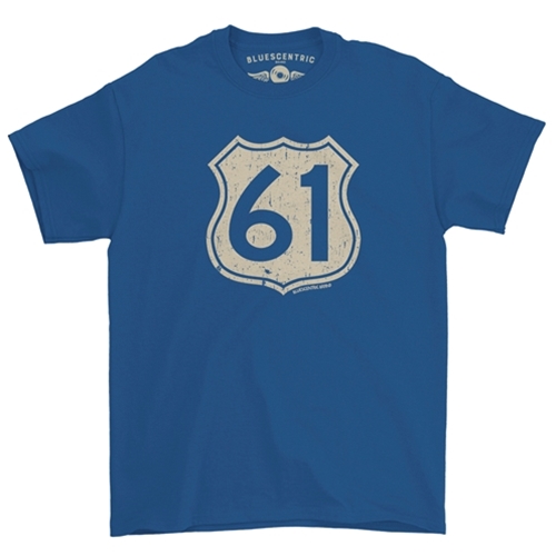 CLEARANCE - Medium Blue Highway 61 T-Shirt - Classic Heavy Cotton - classicblack
