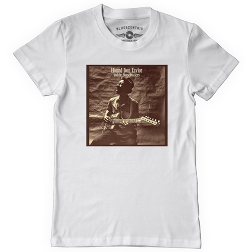 CLEARANCE - Large White Hound Dog Taylor and the Houserockers T-Shirt - Classic Heavy Cotton