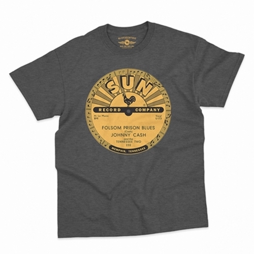 CLEARANCE - Deep Heather XL Sun Records Johnny Cash Folsom Prison T-Shirt - Classic Heavy Cotton