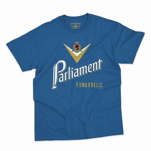 CLEARANCE - XL Blue Parliament Funkadelic Cig Logo T-Shirt - Classic Heavy Cotton