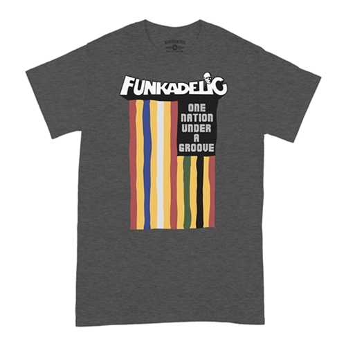 CLEARANCE - XL Heather Grey Funkadelic One Nation Under a Groove Flag T-Shirt - Classic Heavy Cotton