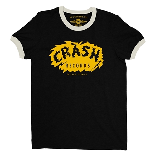 CLEARANCE - Medium Black Crash Records Logo Ringer T-Shirt