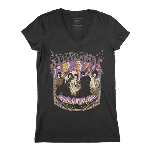 Steppenwolf Psychedelic Magic Carpet Ride V-Neck T Shirt - Women