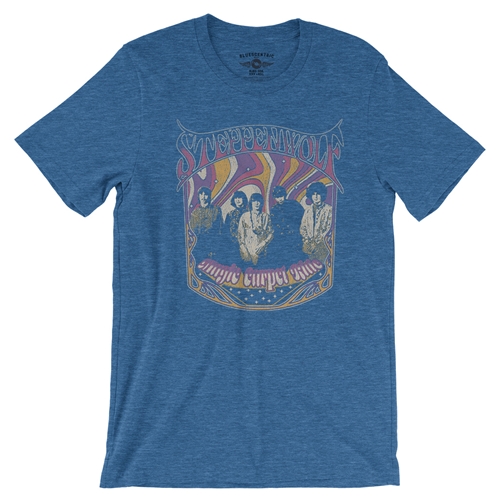 Steppenwolf Psychedelic Magic Carpet Ride T-Shirt - Lightweight Vintage Style - vintageheatherroyalblue