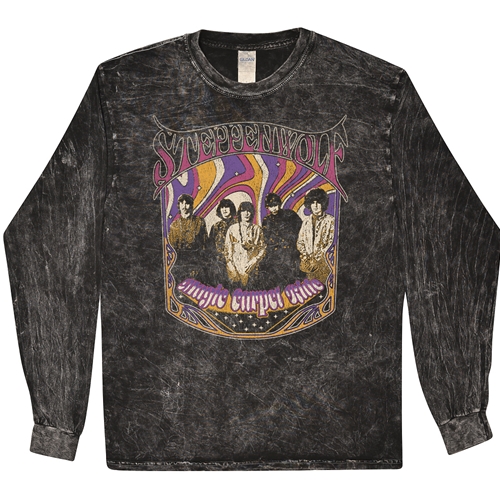 Steppenwolf Psychedelic Magic Carpet Ride Long Sleeve T-Shirt - Black Mineral Wash