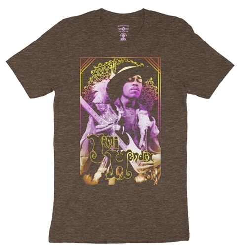 CLEARANCE - Small Brown Jimi Hendrix Gold Dust T-Shirt - Lightweight Vintage Style
