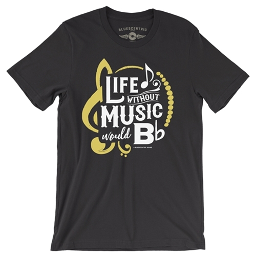 CLEARANCE - Medium Black Life Without Music Would B Flat T-Shirt - Lightweight Vintage Style