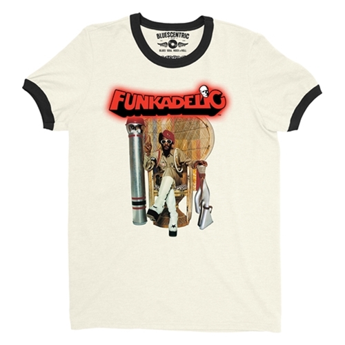 CLEARANCE - XL Cream Funkadelic Uncle Jam Peacock Chair Ringer T-Shirt
