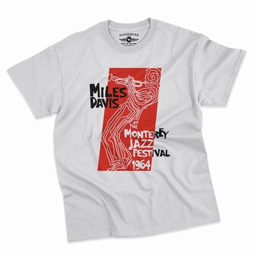 CLEARANCE - 2XL White Miles at the Monterey Jazz Fest 1964 T-Shirt - Classic Heavy Cotton