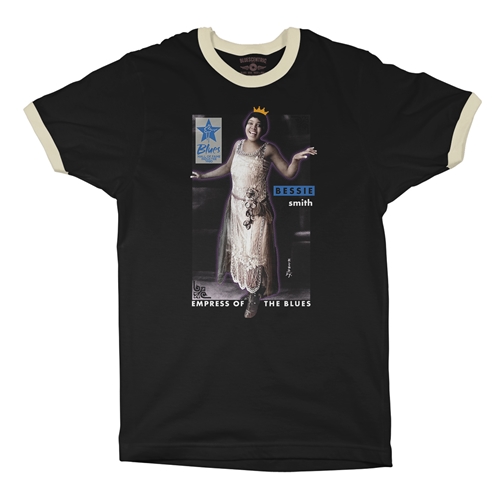 Ltd. Ed. Blues Hall of Fame Bessie Smith Ringer T-Shirt  - ringerblackcreamtrim
