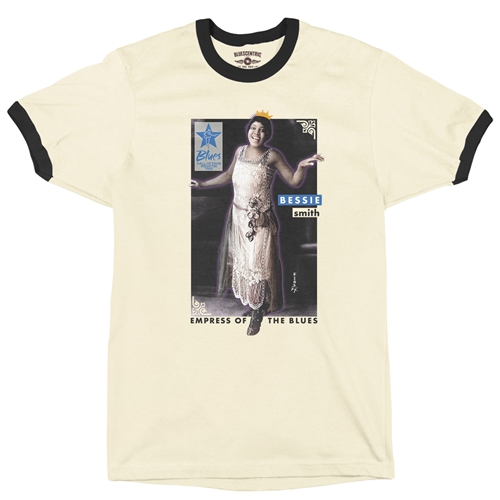 Ltd. Ed. Blues Hall of Fame Bessie Smith Ringer T-Shirt  - ringernaturalblacktrim