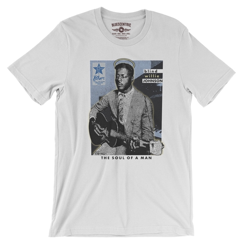 Ltd. Ed. Blue Hall of Fame Blind Willie Johnson T-Shirt - Lightweight Vintage Style - vintagewhite