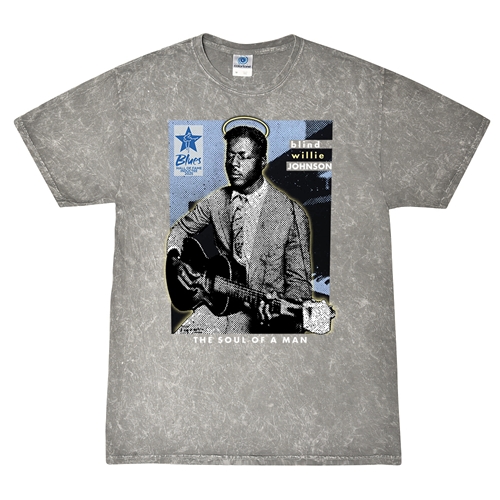 Ltd. Ed. Blue Hall of Fame Blind Willie Johnson T-Shirt - Grey Mineral Wash