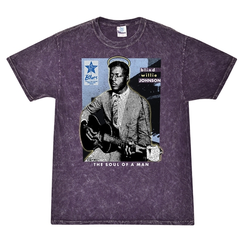 Ltd. Ed. Blue Hall of Fame Blind Willie Johnson T-Shirt - Purple Mineral Wash