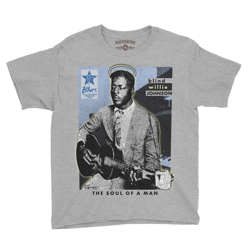 Ltd. Ed. Blues Hall of Fame Blind Willie Johnson Youth T-Shirt - Lightweight Vintage Children & Toddlers - youthheatherathletic
