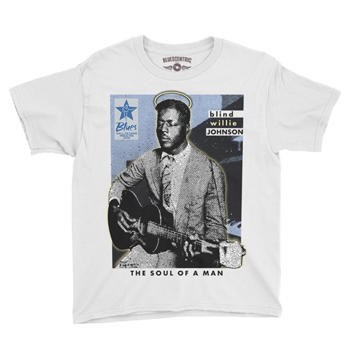 Ltd. Ed. Blues Hall of Fame Blind Willie Johnson Youth T-Shirt - Lightweight Vintage Children & Toddlers - youthwhite