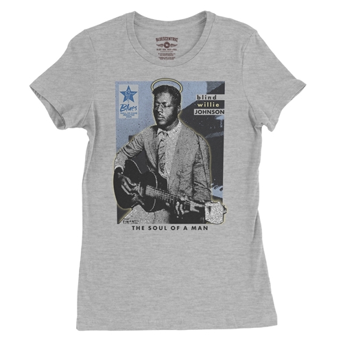 Ltd. Ed. Blues Hall of Fame Blind Willie Johnson Ladies T Shirt - Relaxed Fit - ladiesathleticheather
