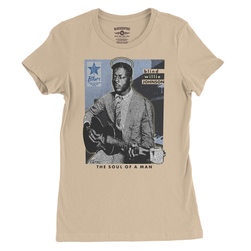 Ltd. Ed. Blues Hall of Fame Blind Willie Johnson Ladies T Shirt - Relaxed Fit - ladiessanddune