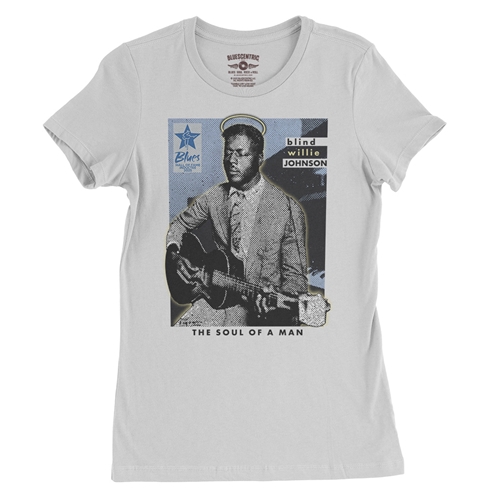 Ltd. Ed. Blues Hall of Fame Blind Willie Johnson Ladies T Shirt - Relaxed Fit - ladieswhite