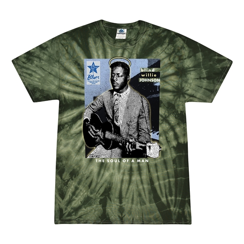 Ltd. Ed. Blues Hall of Fame Blind Willie Johnson Tie-Dye T-Shirt - Green
