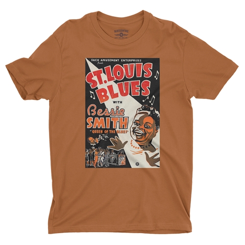 Bessie Smith St Louis Blues T-Shirt - Lightweight Vintage Style - vintageburntorange