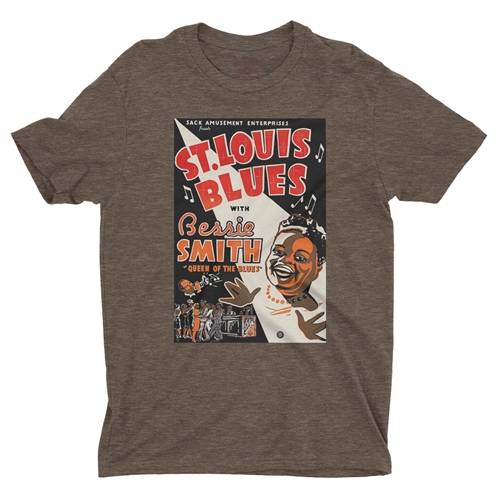 Bessie Smith St Louis Blues T-Shirt - Lightweight Vintage Style - vintageheatherbrown