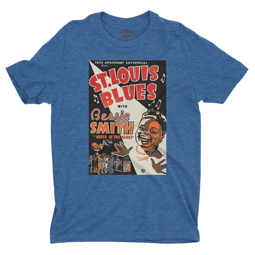 Bessie Smith St Louis Blues T-Shirt - Lightweight Vintage Style - vintageheatherroyalblue