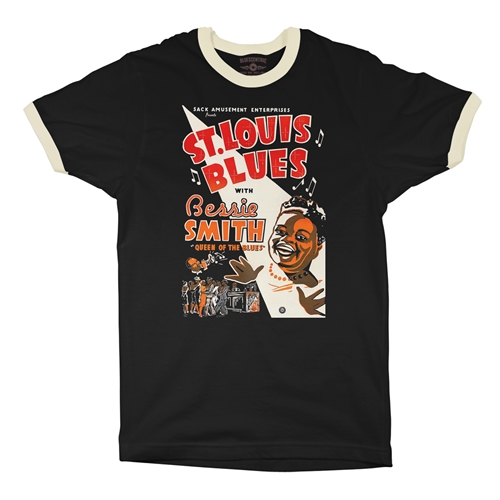 Bessie Smith St Louis Blues Ringer T-Shirt - ringerblackcreamtrim