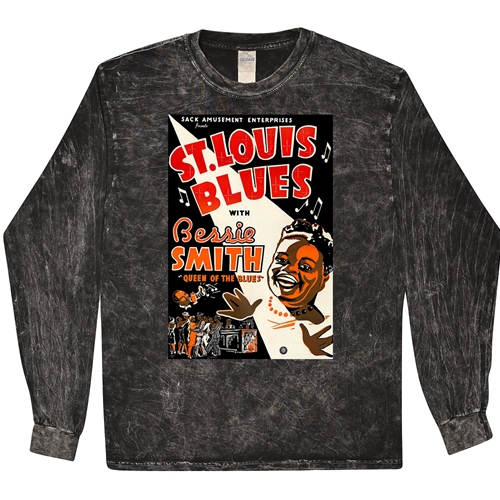 Bessie Smith St Louis Blues Long Sleeve T-Shirt - Black Mineral Wash