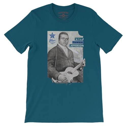 Ltd. Ed. Blues Hall of Fame Blind Lemon Jefferson T-Shirt - Lightweight Vintage Style - vintagedeepteal