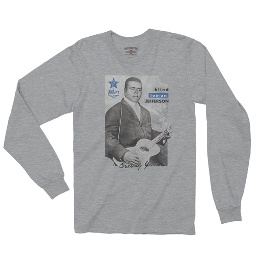 Ltd. Ed. Blues Hall of Fame Blind Lemon Jefferson Long Sleeve T-Shirt - longsleeveathleticheather