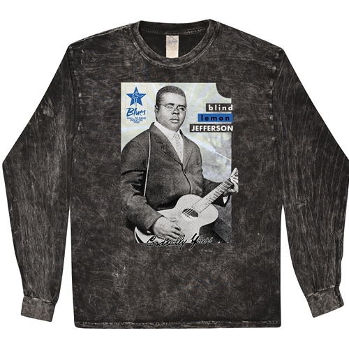 Ltd. Ed. Blues Hall of Fame Blind Lemon Jefferson Long Sleeve T-Shirt - Black Mineral Wash