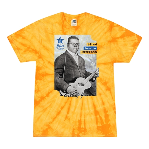 Ltd. Ed. Blues Hall of Fame Blind Lemon Jefferson Tie-Dye T-Shirt - Yellow