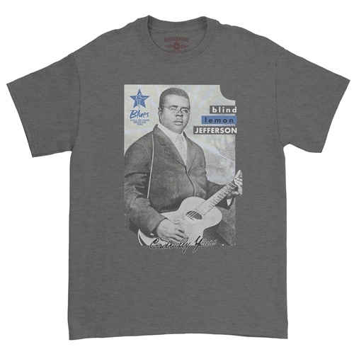 Ltd. Ed. Blues Hall of Fame Blind Lemon Jefferson T-Shirt - Classic Heavy Cotton - classicheathergrey