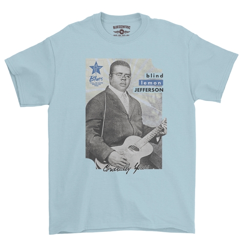 Ltd. Ed. Blues Hall of Fame Blind Lemon Jefferson T-Shirt - Classic Heavy Cotton - classiclightblue
