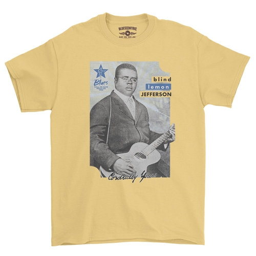 Ltd. Ed. Blues Hall of Fame Blind Lemon Jefferson T-Shirt - Classic Heavy Cotton - classicyellow