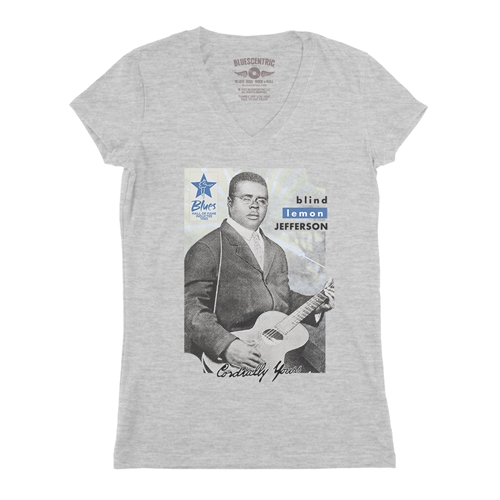 Ltd. Ed. Blues Hall of Fame Blind Lemon Jefferson V-Neck T Shirt - Women