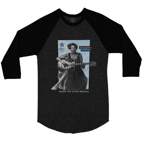 Ltd. Ed. Blues Hall of Fame Memphis Minnie Baseball T-Shirt - raglanblackblacksleeve