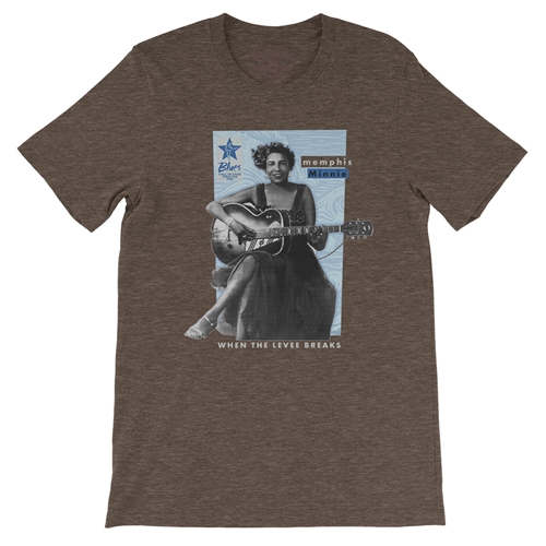 Ltd. Ed. Blues Hall of Fame Memphis Minnie T-Shirt - Lightweight Vintage Style - vintageheatherbrown