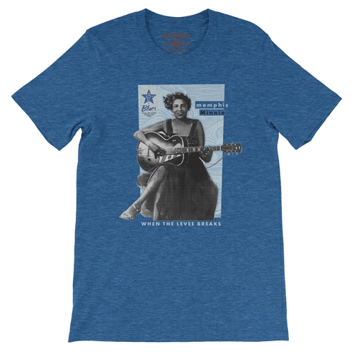 Ltd. Ed. Blues Hall of Fame Memphis Minnie T-Shirt - Lightweight Vintage Style - vintageheatherroyalblue