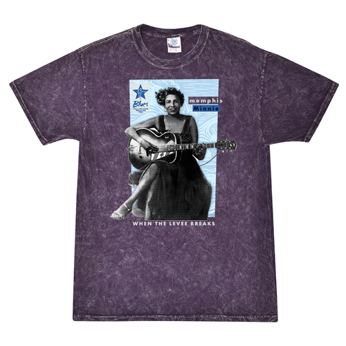 Ltd. Ed. Blues Hall of Fame Memphis Minnie T-Shirt - Purple Mineral Wash