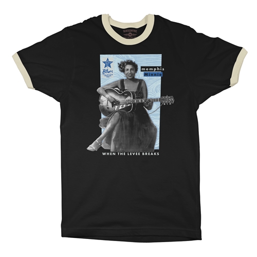 Ltd. Ed. Blues Hall of Fame Memphis Minnie Ringer T-Shirt - ringerblackcreamtrim