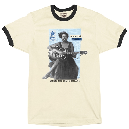 Ltd. Ed. Blues Hall of Fame Memphis Minnie Ringer T-Shirt - ringernaturalblacktrim