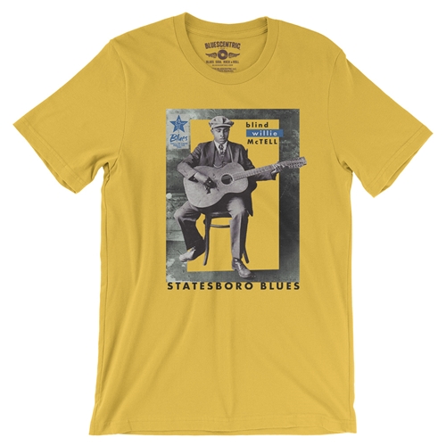 Ltd. Ed. Blues Hall of Fame Blind Willie McTell T-Shirt - Lightweight Vintage Style - vintagemaizeyellow