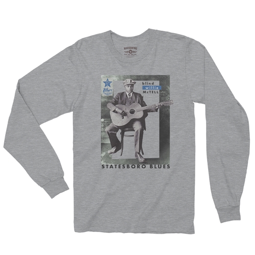 Ltd. Ed. Blues Hall of Fame Blind Willie McTell Long Sleeve T-Shirt - longsleeveathleticheather