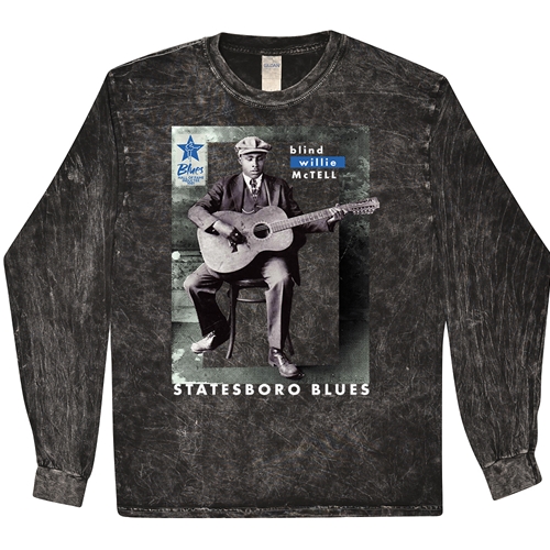 Ltd. Ed. Blues Hall of Fame Blind Willie McTell Long Sleeve T-Shirt - Black Mineral Wash