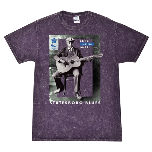 Ltd. Ed. Blues Hall of Fame Blind Willie McTell T-Shirt - Purple Mineral Wash