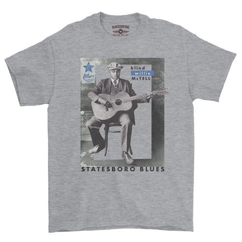 Ltd. Ed. Blues Hall of Fame Blind Willie McTell T-Shirt - Classic Heavy Cotton - classicathleticheather